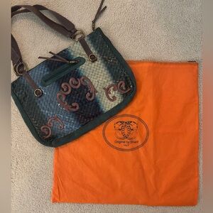 SHARIF Studio Leather Vintage Woven Shoulder Bag w/ Dust Bag Very Good Used Cond